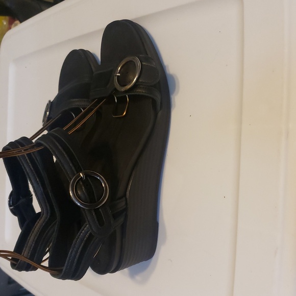 SH196 SAS Black Leather Sandals Size 9.5 - Picture 4 of 8